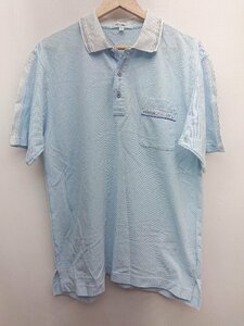 ◇ ◎ KENZO ケンゾー 胸ポケット付 ロゴ 半袖 ポロシャツ サイズ4 ブルー メンズ P