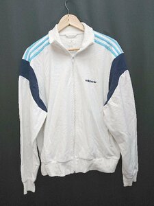 ◇ adidas アディダス 三つ葉 トレフォイル ジップアップ 長袖 トラックジャケット サイズ2XO ホワイト ネイビー メンズ P