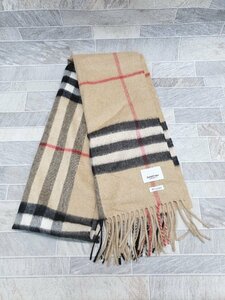 ◇ Burberry バーバリー カシミヤ100% チェック マフラー ベージュ ブラック マルチ レディース メンズ P