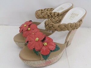 * ANNA SUI Anna Sui high heel sandals size L beige group red lady's P