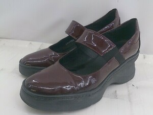 * GEOX round tu Wedge sole heel shoes size 36 wine red lady's P