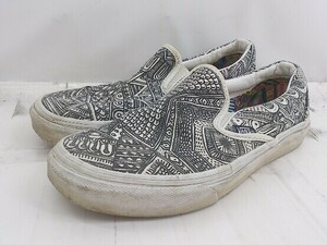 * VANS Van z общий рисунок туфли без застежки спортивные туфли обувь размер 22.5cm черный белый женский E