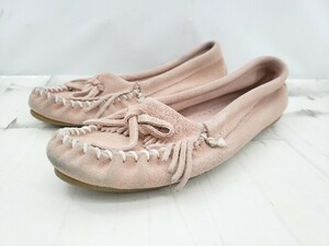 ◇ Minnetonka ミネトンカ フリンジ モカシン シューズ サイズ 6 ピンク レディース P