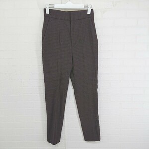 ◇ Steven Alan UNITED ARROWS 千鳥格子 ストレッチ テーパード パンツ サイズS ブラウン系 ブラック マルチ レディース E