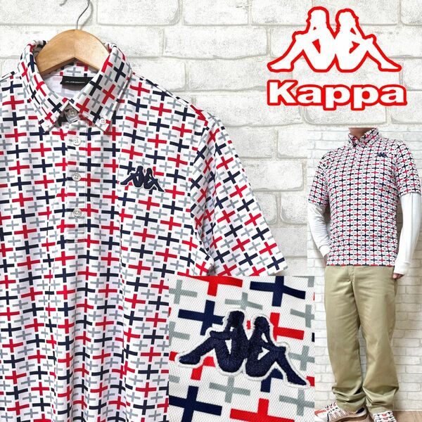 Kappa カッパ ゴルフ 刺繍ロゴ 総柄 ポロシャツ 半袖