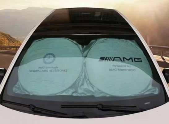 AMG オリジナル サンシェード新品未使用 シルバー 日焼け防止 遮光 軽量コンパクト収納 サンシェード