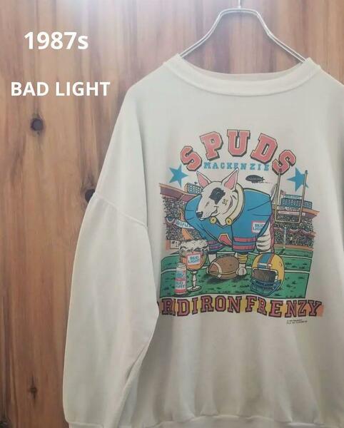 レア　バド犬プリント　1987's vintage BAD LIGHT バド犬プリントスエットシャツ　USA製