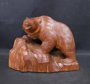 [. light ]2877 tree carving bear .. Kato . Hara work a dog Hokkaido folkcraft goods 