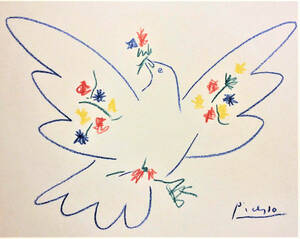 Art hand Auction ピカソ パブロ･ピカソ Pablo Picasso 絵画 レア 限定 希少 Dove of Peace, 美術品, 絵画, パステル画, クレヨン画