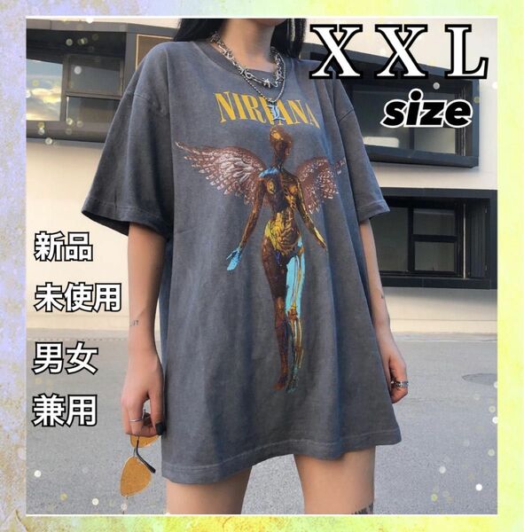 Tシャツ ■Nirvana ニルヴァーナ■ 新品未使用　プリントバンド　ロック ダークグレー USA ビンテージ 90s 半袖