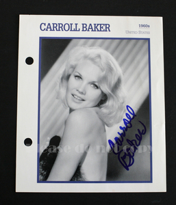 Carroll Baker キャロル・ベイカー 直筆サイン フォト オリジナル・カード　額装済み