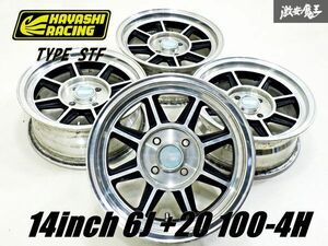 【 旧車 当時物 】HAYASHI RACING ハヤシレーシング TYPE STF 14インチ 6J +20 PCD 100 4H ホイール 単体 4本 シビック CR-X 等に 棚47A