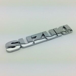 【送料込】SUZUKI(スズキ) 3Dエンブレム(両面テープ付) メッキシルバー 縦2.5cm×横15.2cm プラスチック製 