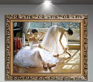 美品★油絵 バレエを踊る女の子 装飾画 応接間掛画 玄関飾り 廊下壁画
