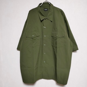 4-0601S-BEAMS new goods XL polyester oversize short sleeves shirt olive khaki Beams 229032
