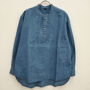 4-0604M♪45R/45rpm 藍カディのピンタック908シャツ 定価69300円 長袖シャツ ブルー フォーティーファイブアールピーエム 239953
