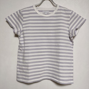 4-0605S∞agnes b. J008 TS ボーダー 定価13200円 半袖Ｔシャツ カットソー ホワイト ラベンダー アニエスベー 229765