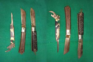 ナイフ　折り畳み　電工ナイフ　3個まとめて　刻印在り　日立　武蔵　名宝特製　工作