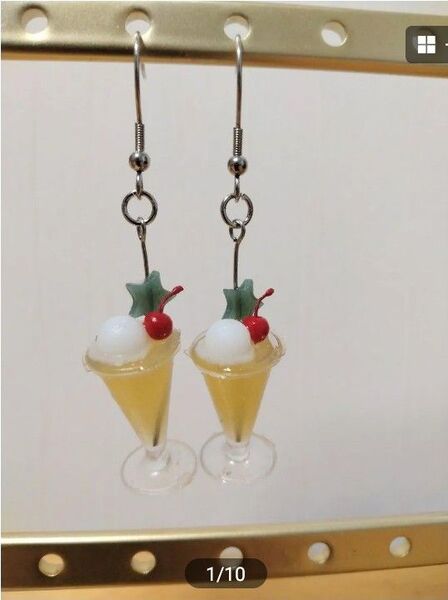 ハンドメイド ピアス パフェ レモンカシス①