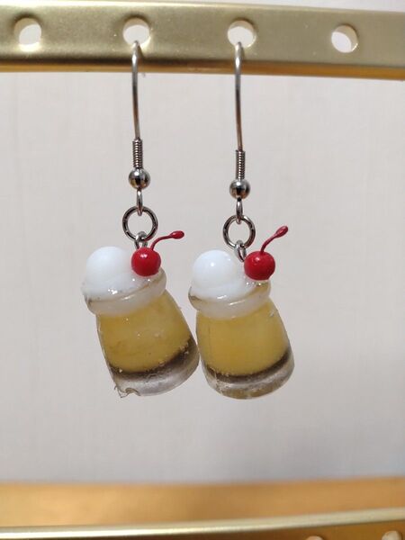 ハンドメイド ピアス プリン 瓶④