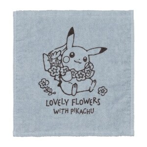 送料無料 ポケモン ピカチュウ ハンドタオル LOVELY FLOWERS WITH PIKACHU ブルーグレー Pokmon Hand towel