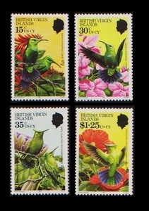 zα102y2-2v　バージン諸島1982年　鳥と花・4枚完