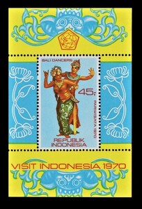 zα332y3-1I　インドネシア1970年　観光宣伝・バリのダンサー・シート