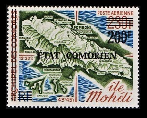 cλ20y1-7c　コモロ諸島1975年　地図・加刷・1枚完