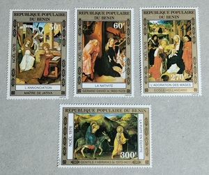 Art hand Auction zα406y1-4b Benin 1976 Paintings, 4 pieces complete, antique, collection, stamp, Postcard, Africa