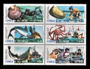 cλ63y2-4c　チリ1990年　海洋資源・6枚完　