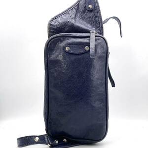  высшее редкий! вертикальный *BALENCIAGA Balenciaga Classic сумка "body" Cross корпус сумка на плечо мужской женский рука кожа голубой 