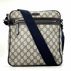  прекрасный товар *GUCCI Gucci GGs шкив m сумка на плечо сумка "почтальонка" сумка "body" темно-синий темно-синий мужской женский бизнес большая сумка 