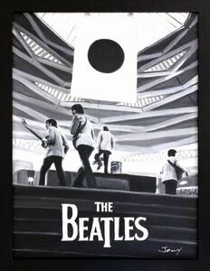 油絵 人物画『ビートルズ 武道館ライブ』Jamy作 肉筆１点物 The Beatles 洋楽 J4.19-【Y】AR15