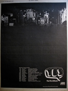 YES(イエス) re. King Crimson/EL&P/Genesis/Gentle Giant◎THE YES ALBUM◎稀少!! アルバム＆ツアー広告◎N.M.E. 原紙[1971年]