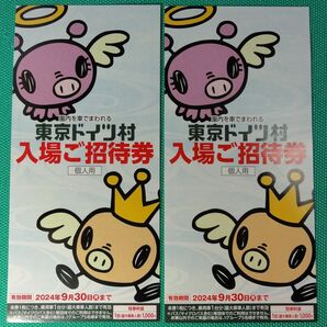 【即日発送】東京ドイツ村 入場ご招待券 2枚セット 有効期間2024年9月30日 夏休み使用可能 優待券 割引券 クーポン