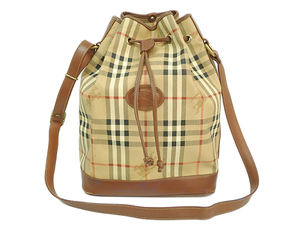 574[ outright sales ]Burberrys Burberry znoba check PVC× leather pouch shoulder bag 