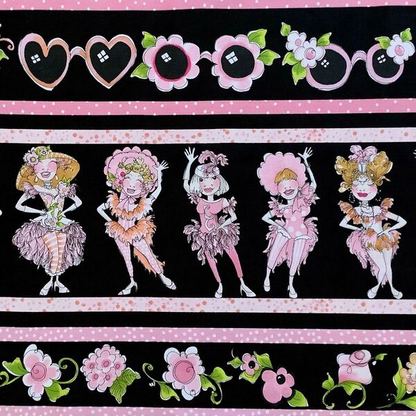 【廃版】ロラライハリス パネル生地 Flamingo Fancy フラミンゴ黒
