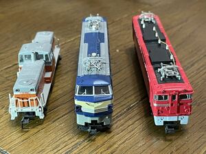 KATO TOMIX MICROACE N gauge railroad model KATO No.701 DD13,TOMIX No.2109 JR EF66 shape, micro Ace A-9204 ED76, total 3 both used junk 