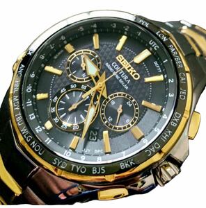 定価9.4万 SEIKO 上級コーチュラ ssg010 電波ソーラー ゴールド クロノグラフ セイコー メンズ 腕時計