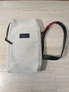 【M122】 Paul Smith ポールスミス ボディバッグ ショルダーバッグ メンズ グレー系 ナイロン レザー