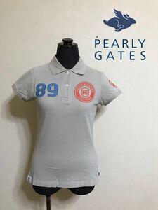 PEARLY GATES GOLF パーリーゲイツ ゴルフ ウェア 鹿の子 ポロシャツ レディース サイズ0 半袖 グレー サンエーインターナショナル 日本製
