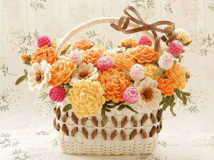  hand made lacework * Marie Gold. basket * flower arrangement 