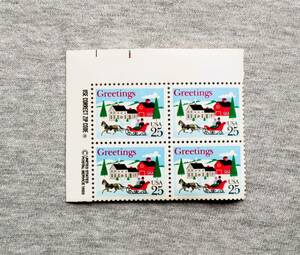 USA283 America 1988 year Christmas horse sleigh 25 cent 1 kind rice field type 1 sheets ear paper attaching 