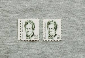 USA257　アメリカ　1983年　グレート・アメリカン・シリーズ　教育家 T.H.ギャロデット　20セント　１種　単片切手2枚