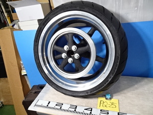 PQ-25/Harley Davidsonハーレーダビットソン用アルミリアホイール タイヤセット T18x8.0MT中古バイクパーツ ダンロップD407タイヤ240/40R18