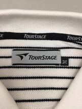 &2-29 ツアーステージ TourStage 半袖 ゴルフ ポロシャツ ボーダー ホワイト×ブラック メンズ Mサイズ ～□_画像3