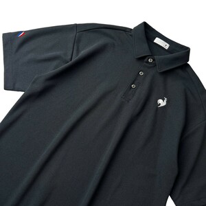 未使用級 2023年モデル le coq sportif GOLF ルコック ゴルフ 吸汗速乾 鹿の子 半袖 ポロシャツ メンズ O (XL) 黒 ブラック ゴルフウェア