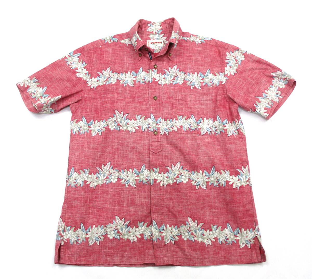 （中古）日本製　MｃGREGOR　アロハシャツ　フルオープン　ボタンダウン　表記サイズM