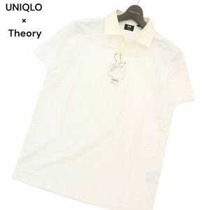 【新品 未使用】 UNIQLO × Theory ユニクロ × セオリー 半袖 ドライ 鹿の子 クレリック ポロシャツ Sz.L　メンズ 白　C4T05200_5#A