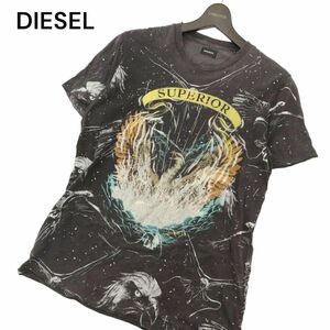 DIESEL ディーゼル 春夏 鷲 プリント★ 総柄 半袖 カットソー Tシャツ ロックT Sz.S　メンズ　C4T05231_5#D